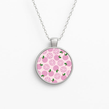 Textured Grapefruit Pattern Circle Necklace