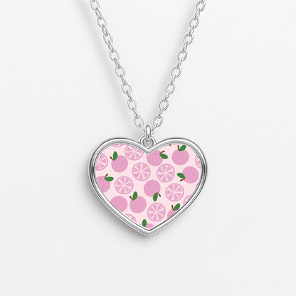 Textured Grapefruit Pattern Heart Necklace