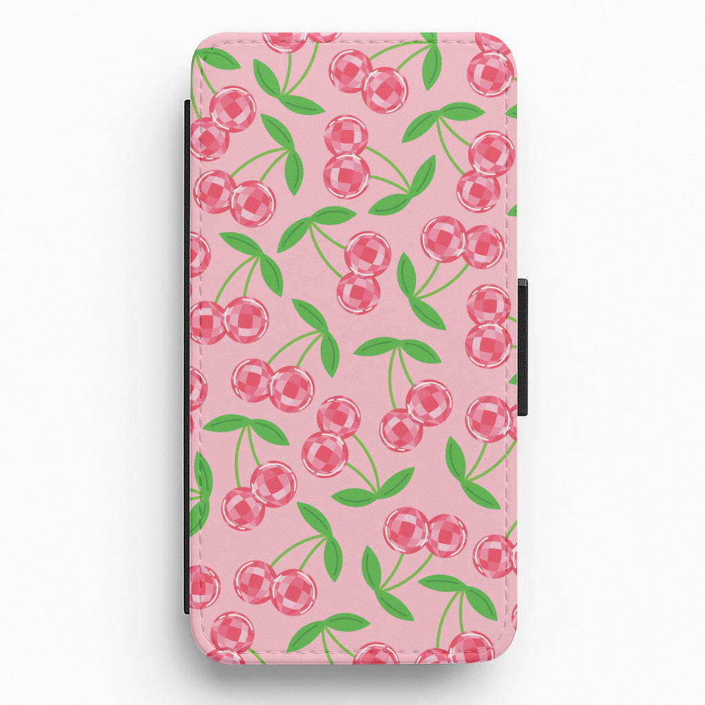 Disco Cherries Pattern Flip / Wallet Phone Case