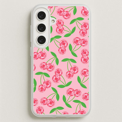 Disco Cherries Pattern Phone Case for Galaxy S25FE