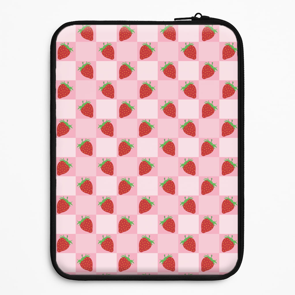 Checkered Strawberries Pattern Laptop Sleeve
