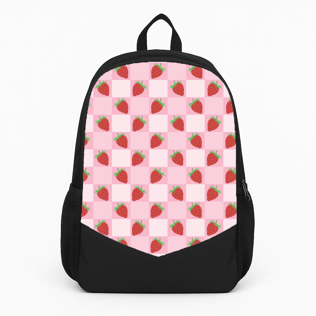 Checkered Strawberries Pattern Backpack