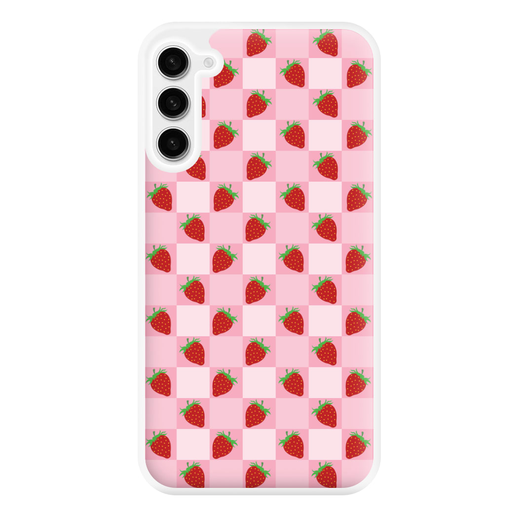 Checkered Strawberries Pattern Phone Case for Galaxy S23FE