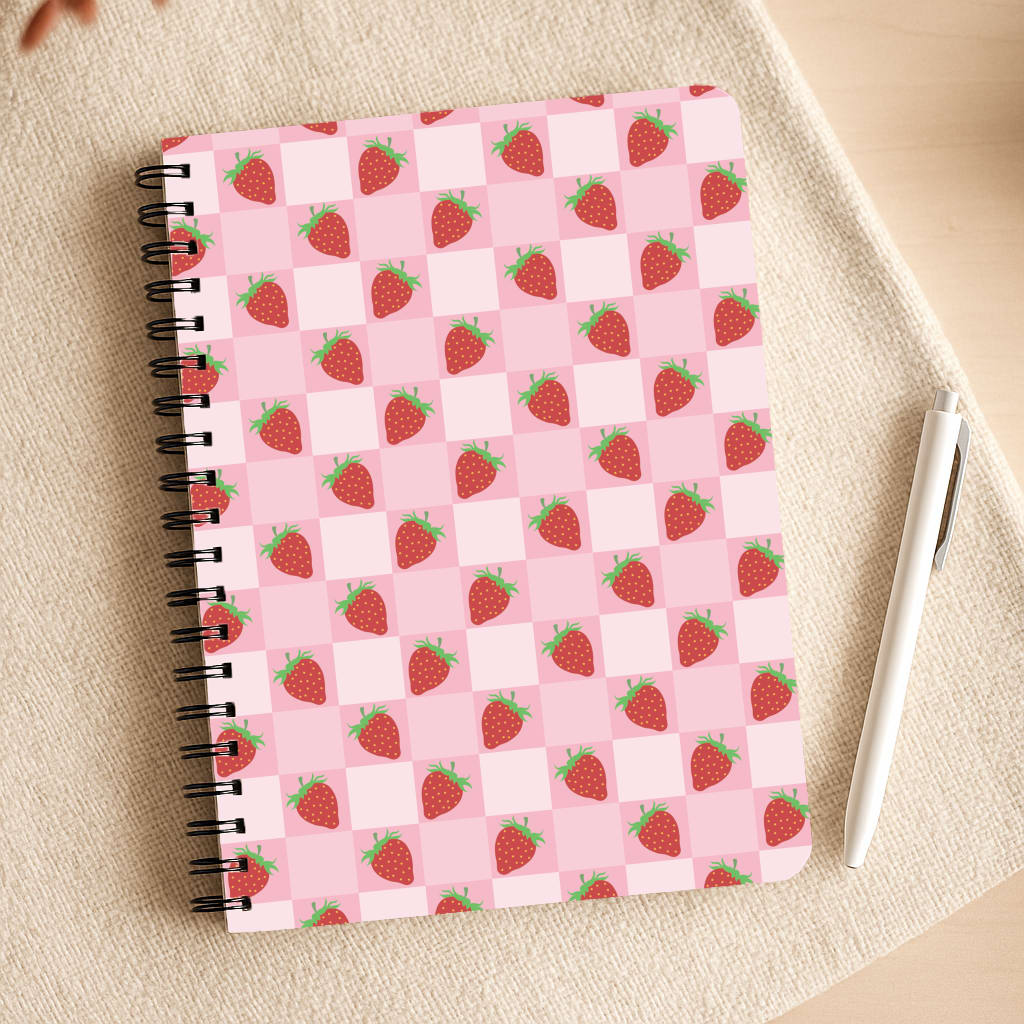Checkered Strawberries Pattern Notepad