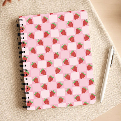 Checkered Strawberries Pattern Notepad