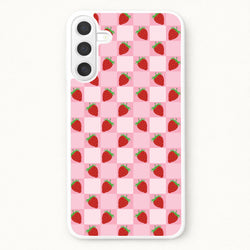 Checkered Strawberries Pattern Phone Case for Galaxy A17