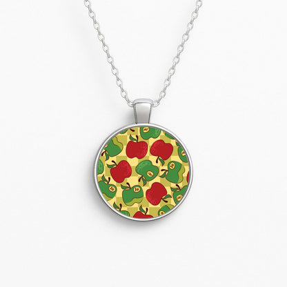 Artsy Apples Pattern Circle Necklace