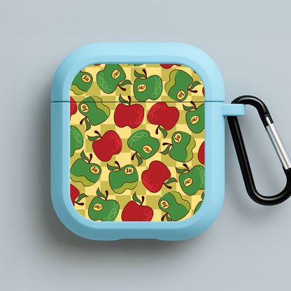 Artsy Apples Pattern Blue AirPods Case