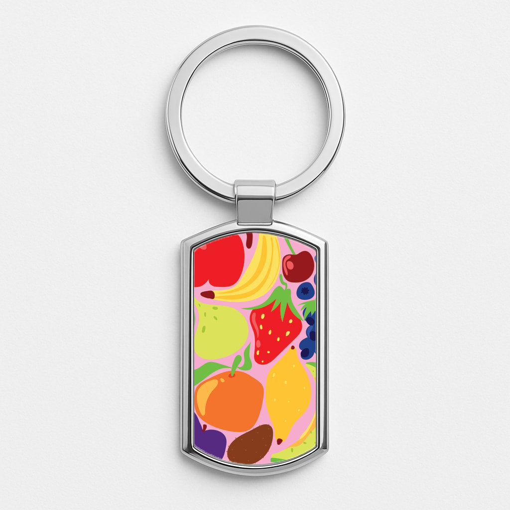 Abstract Fruits Silver Keyring