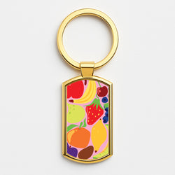 Abstract Fruits Gold Keyring