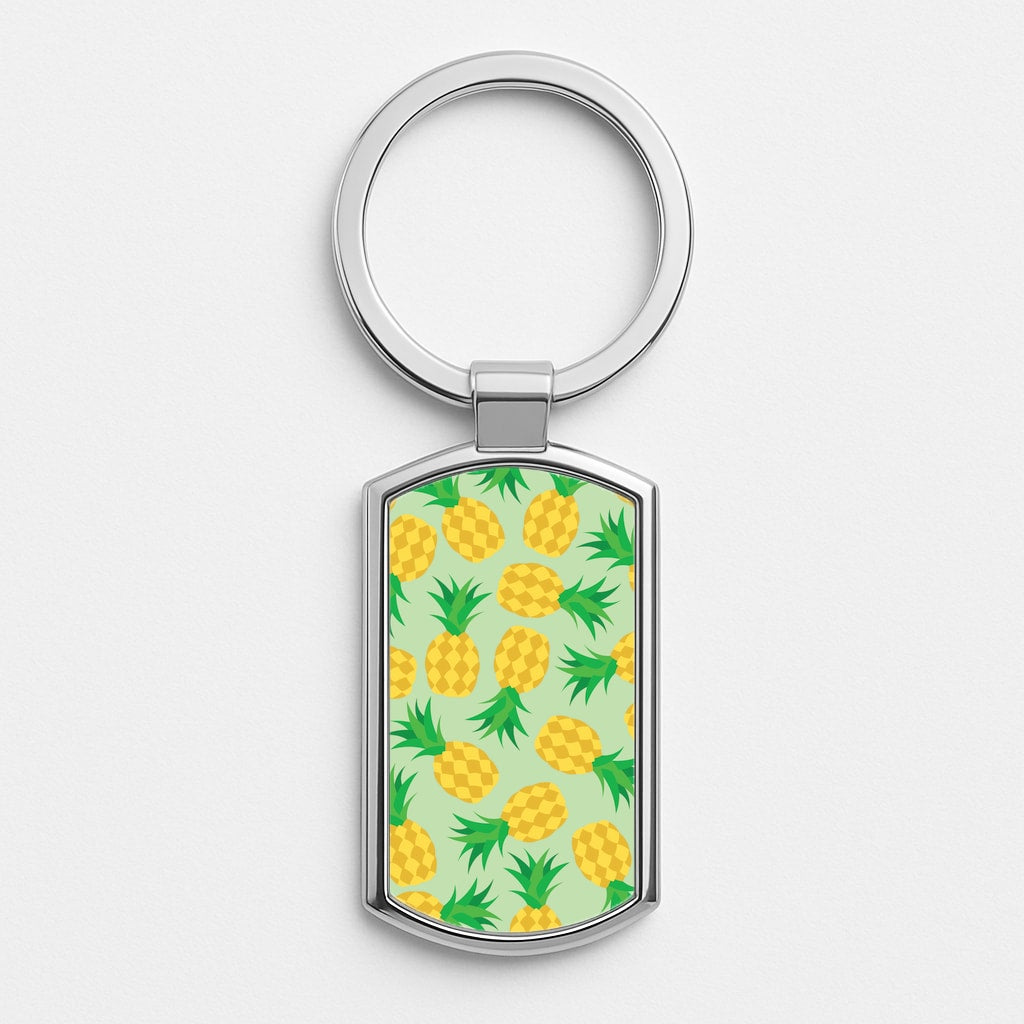 Pineapples Pattern Silver Keyring