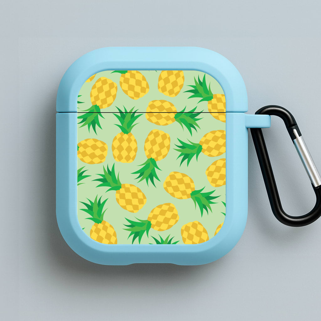 Pineapples Pattern Blue AirPods Case