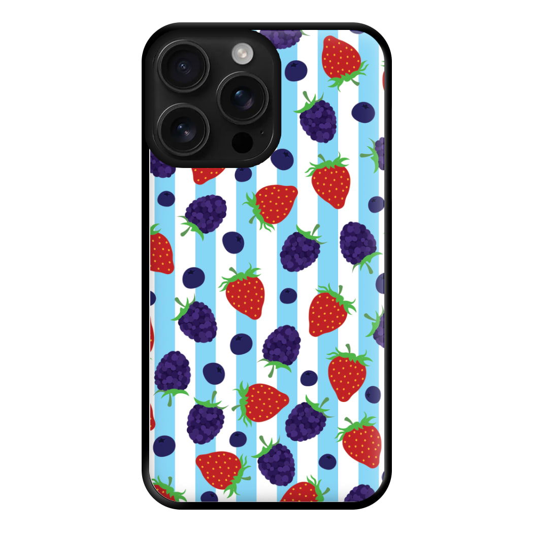 Stripes And Berries Phone Case for iPhone 16 Pro Max