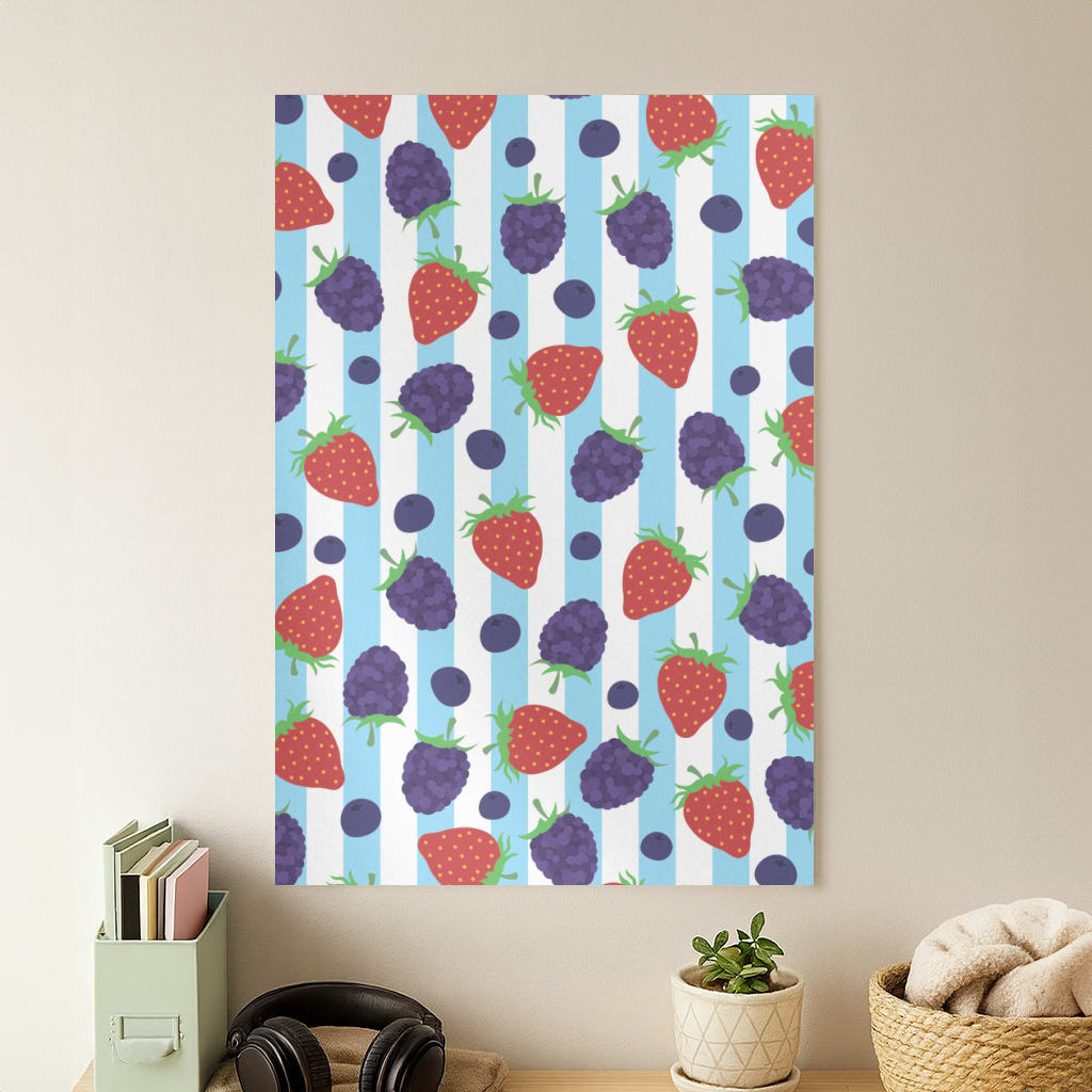 Stripes And Berries Poster
