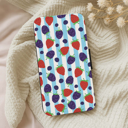 Stripes And Berries Wallet Phone Case