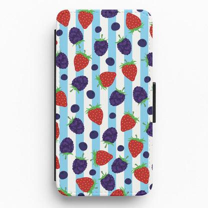 Stripes And Berries Flip / Wallet Phone Case