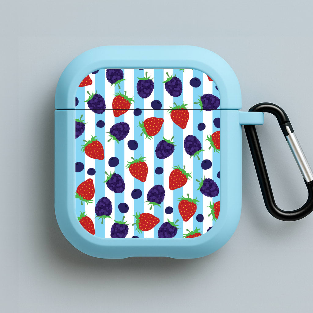 Stripes And Berries Blue AirPods Case