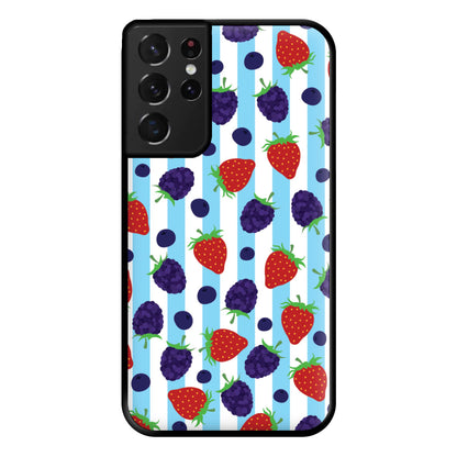 Stripes And Berries Phone Case for Galaxy S21 Ultra