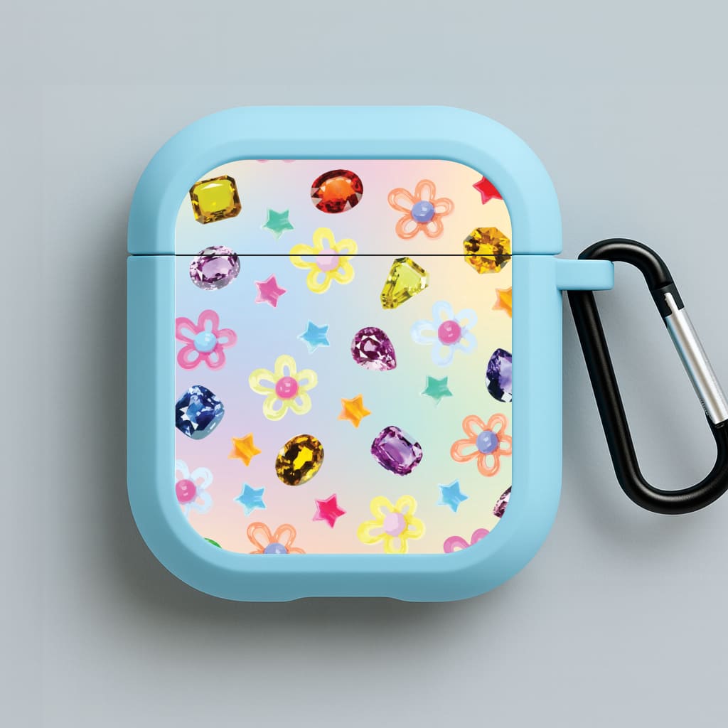 Gradient Rainbow Gems Pattern Blue AirPods Case