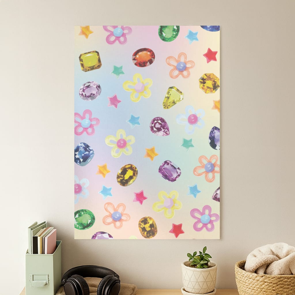 Gradient Rainbow Gems Pattern Poster