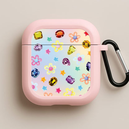 Gradient Rainbow Gems Pattern Pink AirPods Case