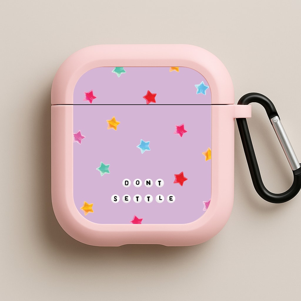 Don't Settle Star Gems Pattern Pink AirPods Case