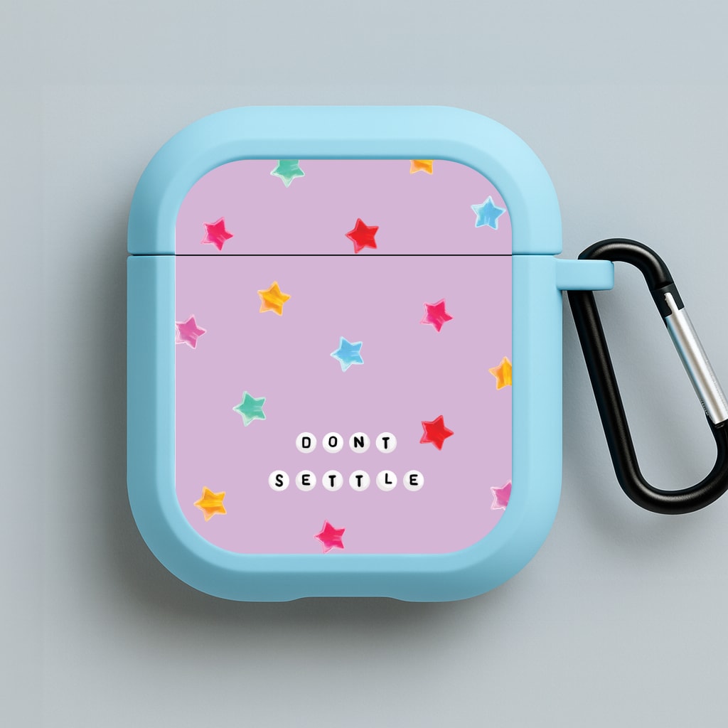 Don't Settle Star Gems Pattern Blue AirPods Case