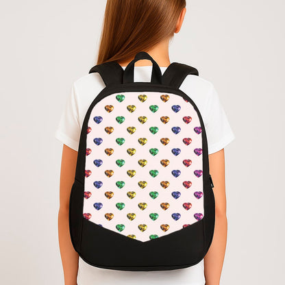 Rainbow Gem Hearts Pattern Backpack