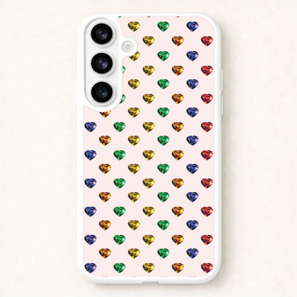 Rainbow Gem Hearts Pattern Phone Case for Galaxy S26 Plus