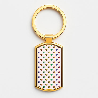 Rainbow Gem Hearts Pattern Luxury Keyring