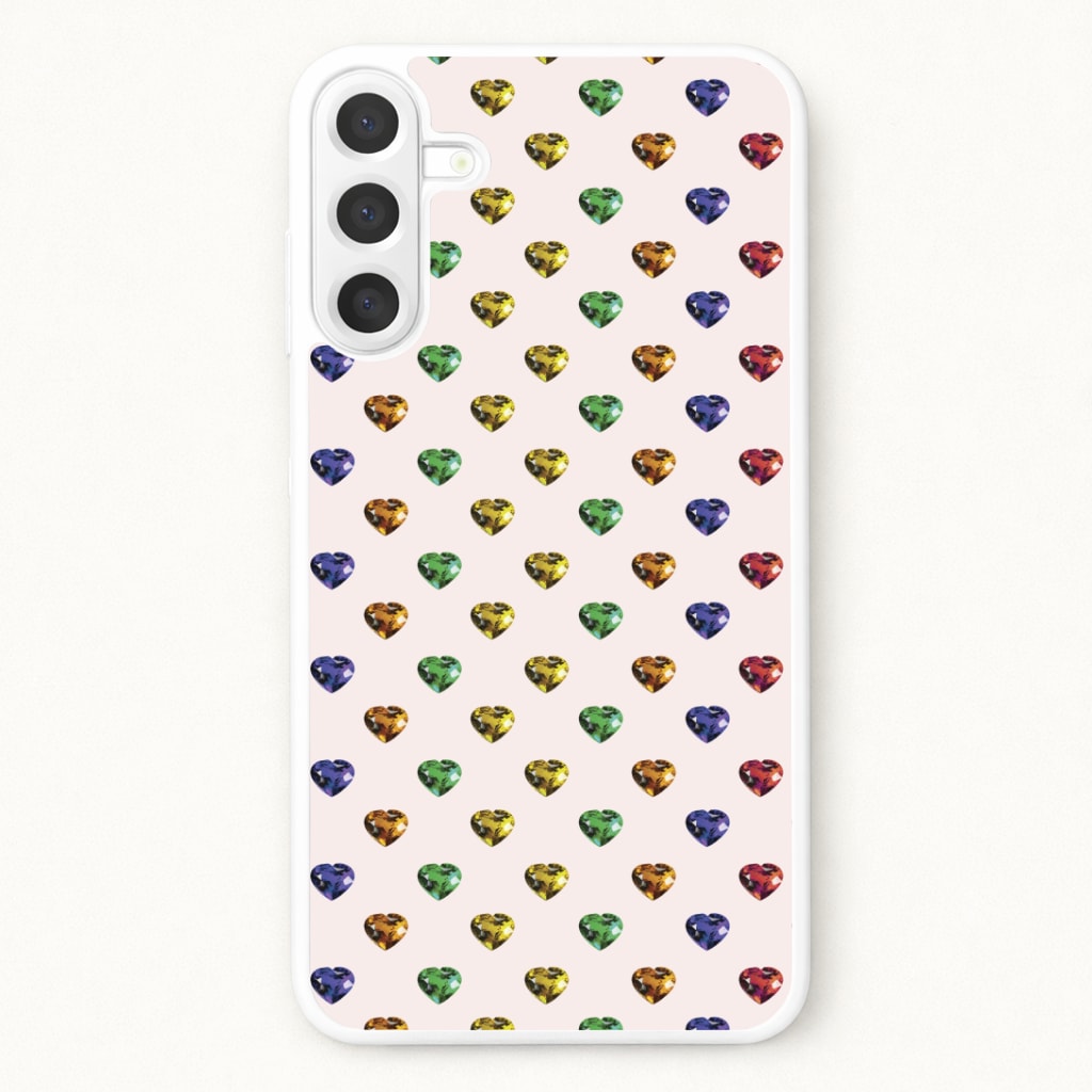Rainbow Gem Hearts Pattern Phone Case for Galaxy A57