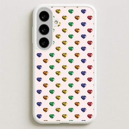 Rainbow Gem Hearts Pattern Phone Case for Galaxy S25FE