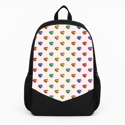 Rainbow Gem Hearts Pattern Backpack