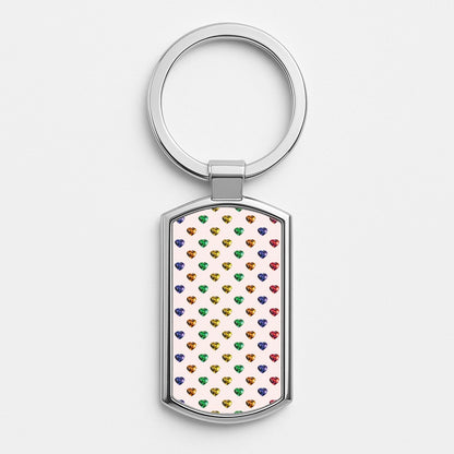 Rainbow Gem Hearts Pattern Luxury Keyring