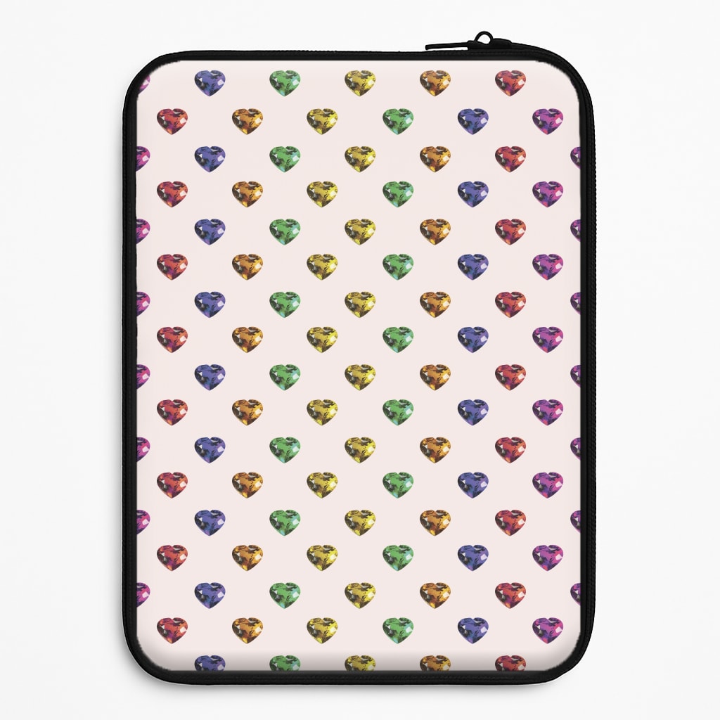 Rainbow Gem Hearts Pattern Laptop Sleeve
