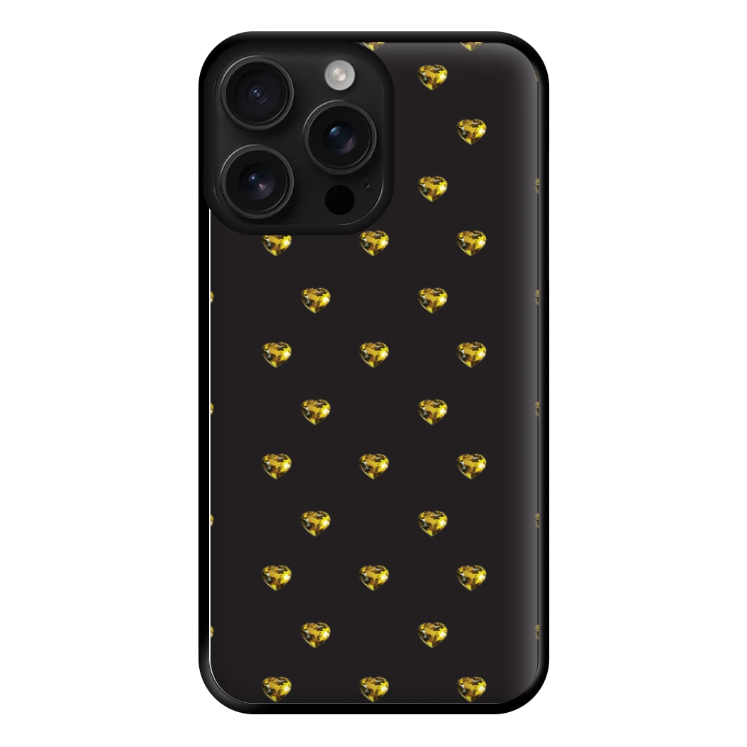 Gold Gem Hearts Pattern Phone Case
