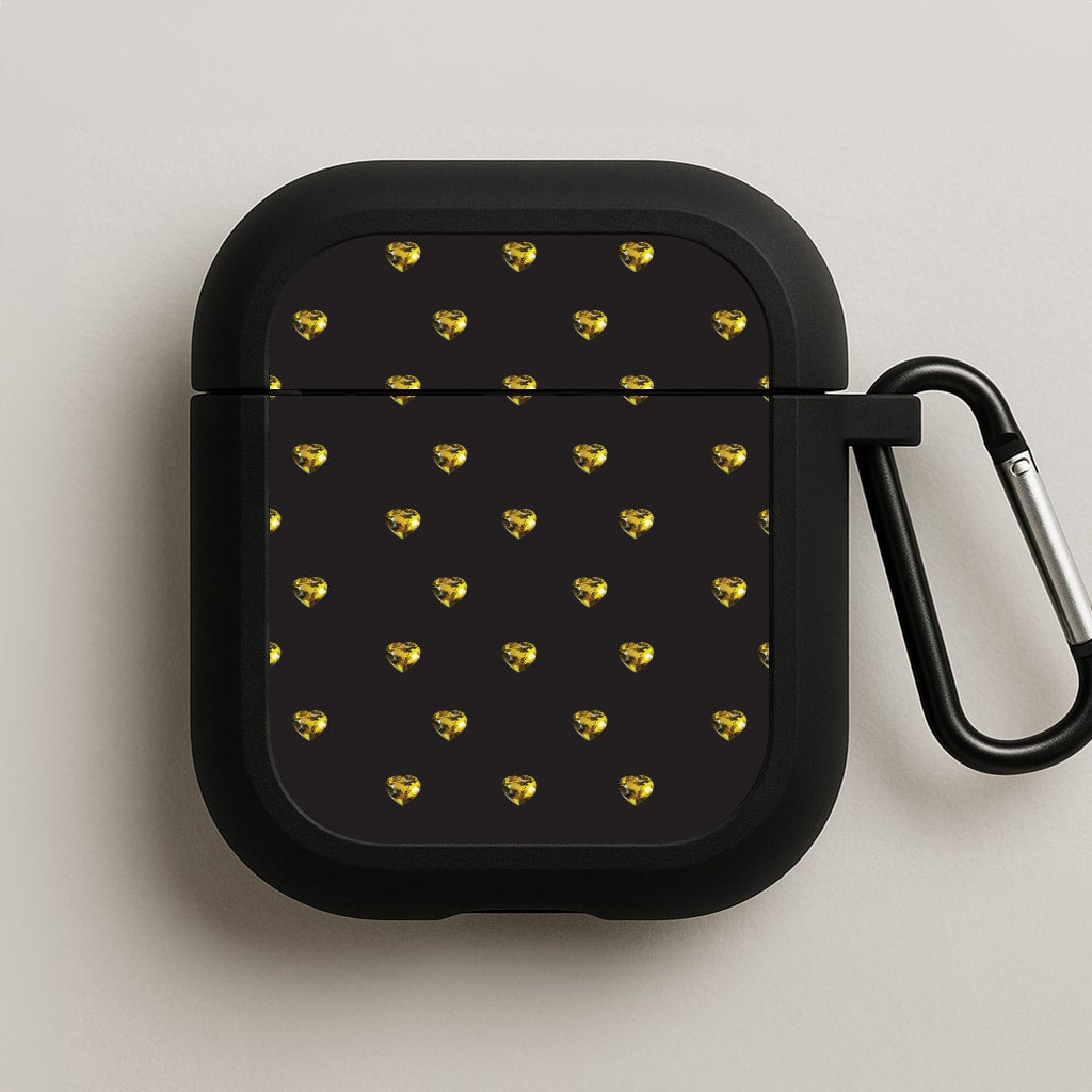 Gold Gem Hearts Pattern AirPods Case
