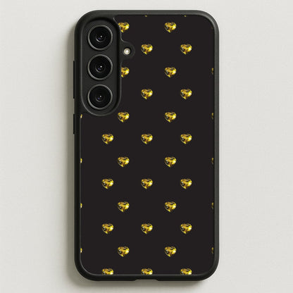 Gold Gem Hearts Pattern Phone Case for Galaxy S25FE