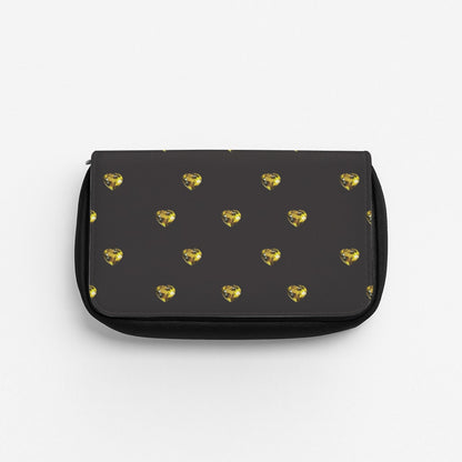 Gold Gem Hearts Pattern Pencil Case