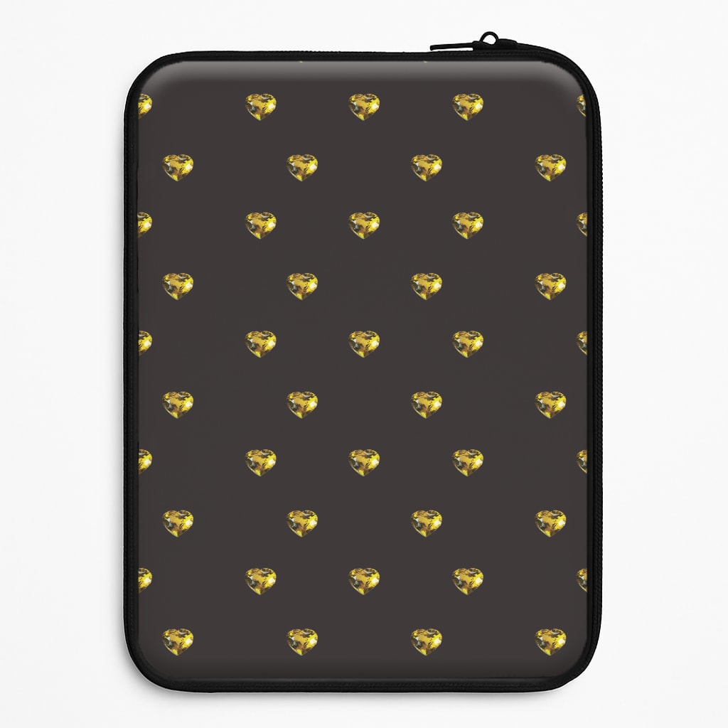Gold Gem Hearts Pattern Laptop Sleeve