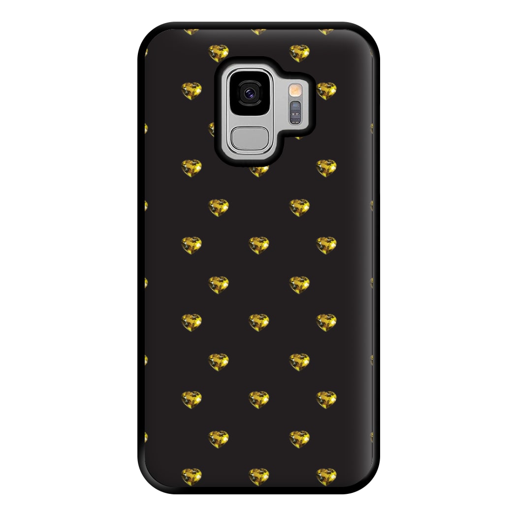 Gold Gem Hearts Pattern Phone Case for Galaxy S9 Plus