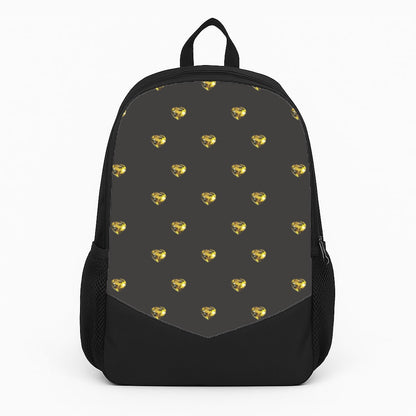 Gold Gem Hearts Pattern Large Backpack