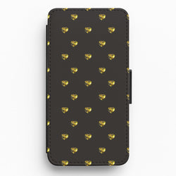Gold Gem Hearts Pattern Flip / Wallet Phone Case