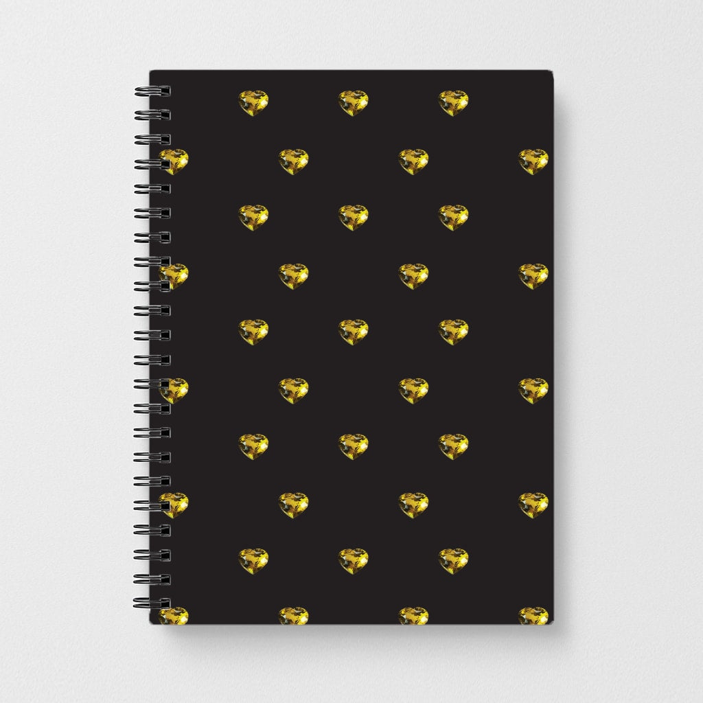 Gold Gem Hearts Pattern Notebook