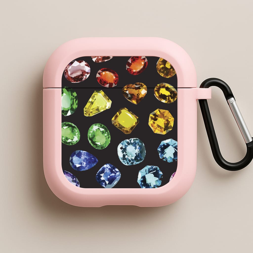 Rainbow Gems Assortment Pattern Pink AirPods Case
