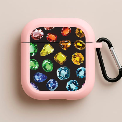 Rainbow Gems Assortment Pattern Pink AirPods Case
