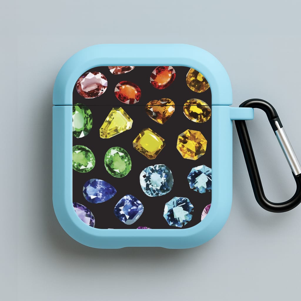 Rainbow Gems Assortment Pattern Blue AirPods Case