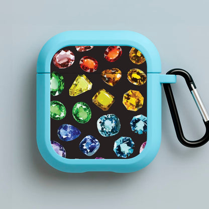 Rainbow Gems Assortment Pattern Blue AirPods Case