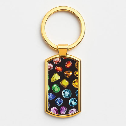 Rainbow Gems Assortment Pattern Luxury Keyring