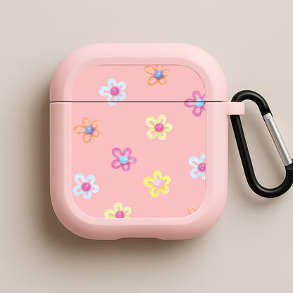 Flower Gems Pattern Pink AirPods Case